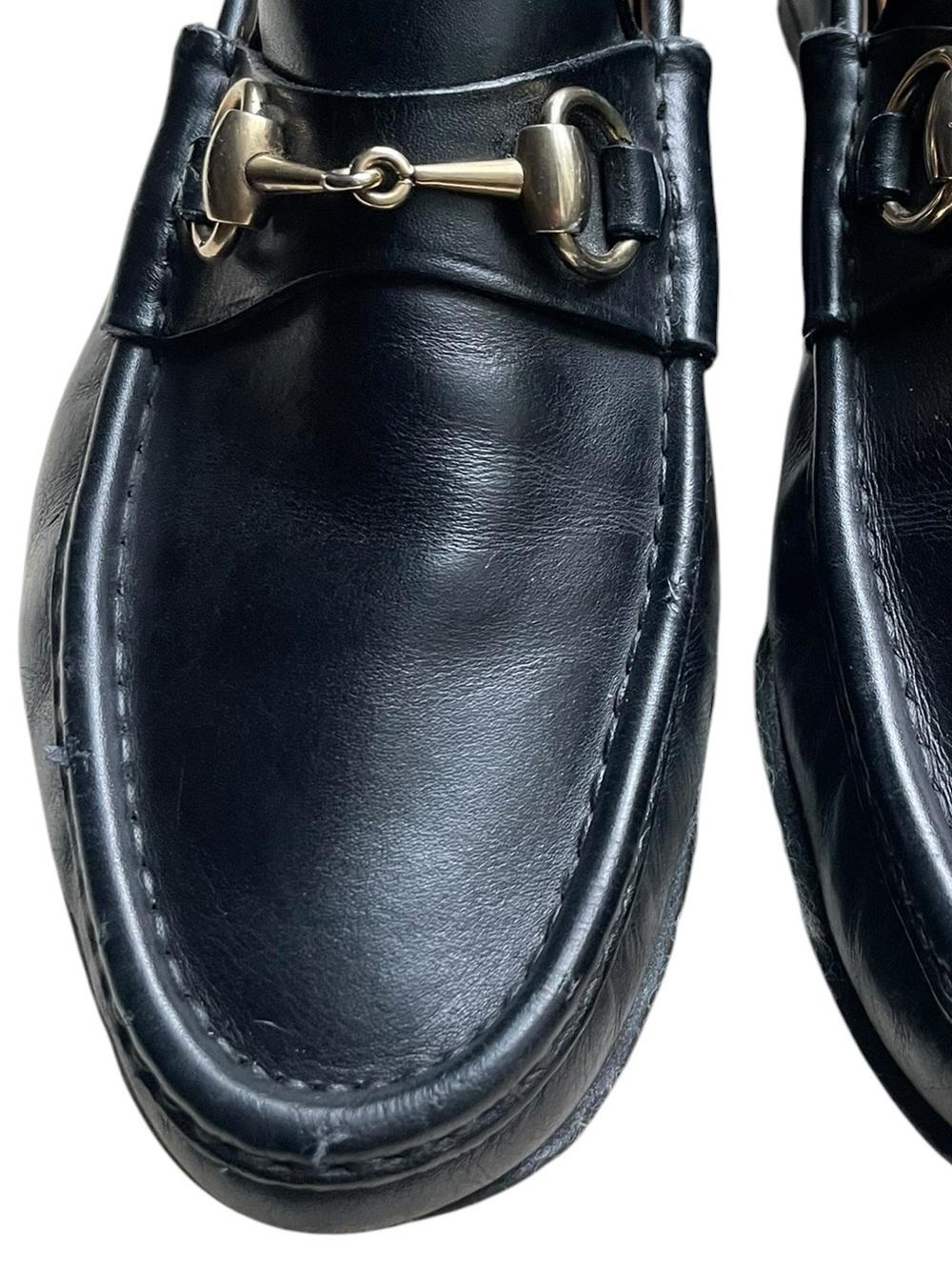 GUCCI Horsebit Vintage TOM FORD ERA Black Loafers Leather Gold Men's  8 Classic - Picture 3 of 16